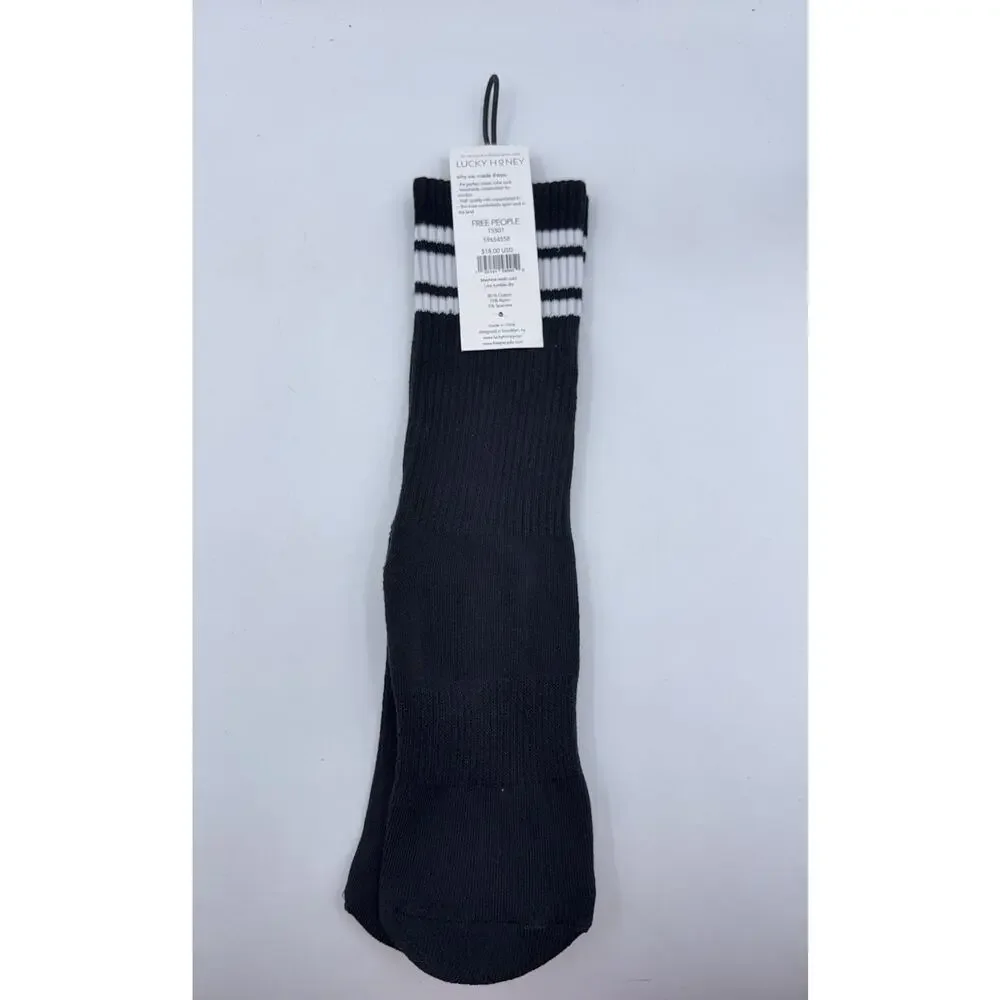 NEW Free People Movement Logo Stripe Tube Socks Black FP Movement Lucky Honey